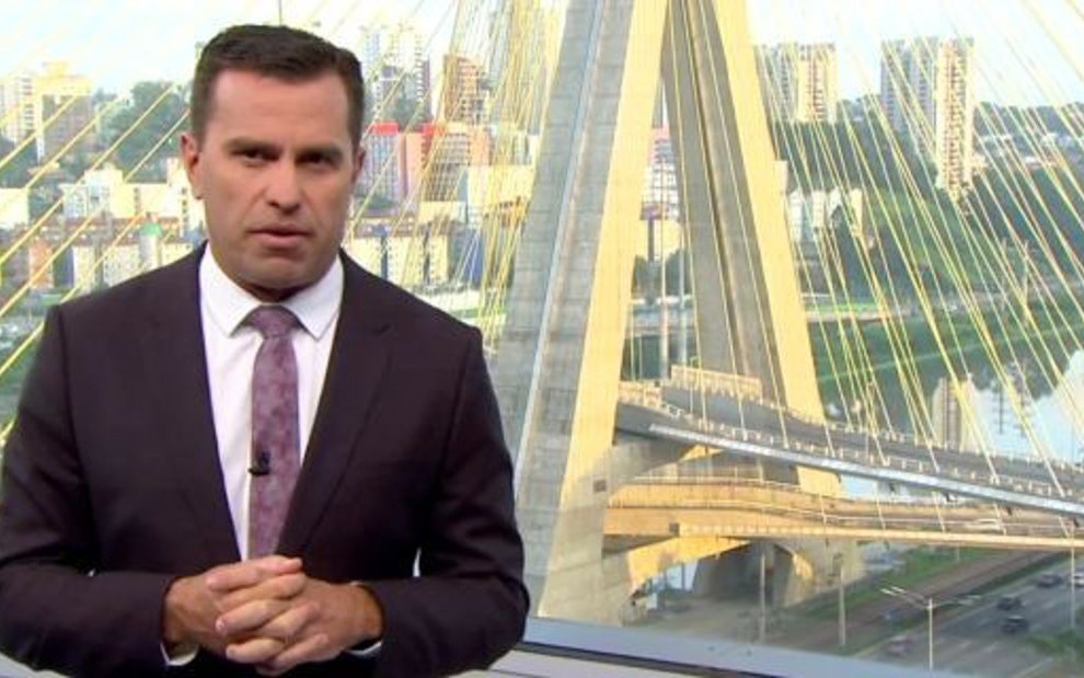 Rodrigo Bocardi no cenário do Bom Dia São Paulo: trabalho prestigiado pela cúpula da Globo - Divulgação/TV Globo