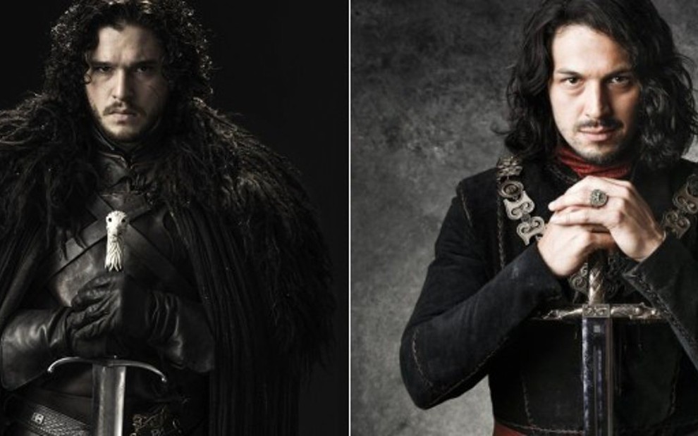 Jon Snow (Kit Harington) e Afonso (Romulo Estrela): os heróis de GoT e Deus Salve o Rei - Divulgação/HBO/TV Globo