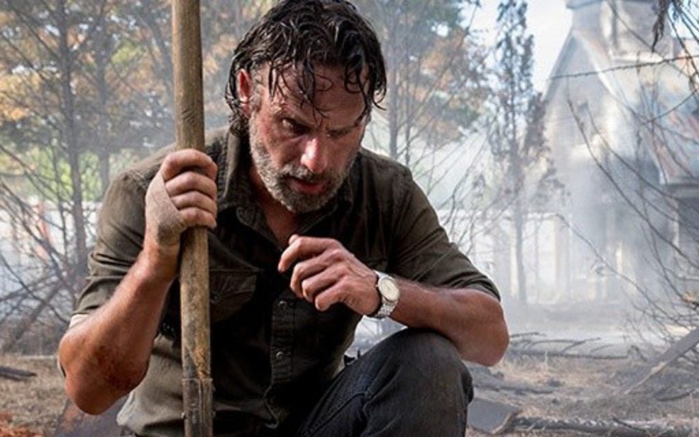 O ator Andrew Lincoln em cena do nono episÃ³dio da oitava temporada de Walking Dead - DivulgaÃ§Ã£o/AMC