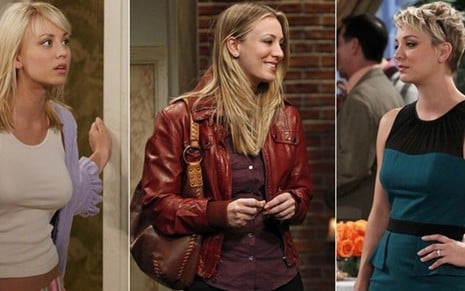 Kaley Cuoco em três momentos como a Penny de Big Bang Theory, na primeira, quinta e oitava temporada - Imagens: Divulgação/CBS