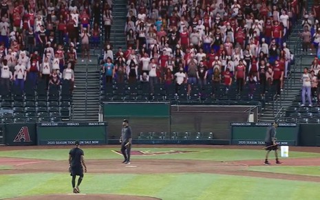 Jogo de beisebol com plateia criada por computador, modelo que será usado pela Fox na transmissão da MLB