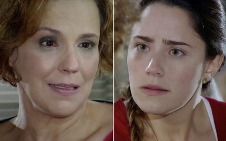 Montagem com a atriz Ana Beatriz Nogueira como Eva à esquerda e a atriz Fernanda Vasconcellos como Ana à direita em cena de A Vida da Gente
