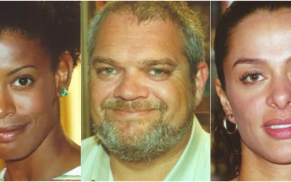 Os atores Thalma de Freitas, Zé Victor Castiel e Vanessa Machado em cenas de Laços de Família (2000)