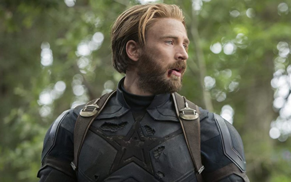 Chris Evans como Capitão América em cena do filme Vingadores: Guerra Infinita (2018)