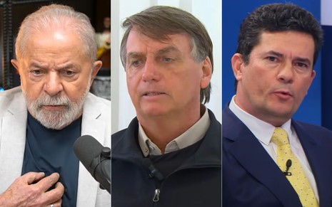 Montagem com Lula, Jair Bolsonaro e Sergio Moro
