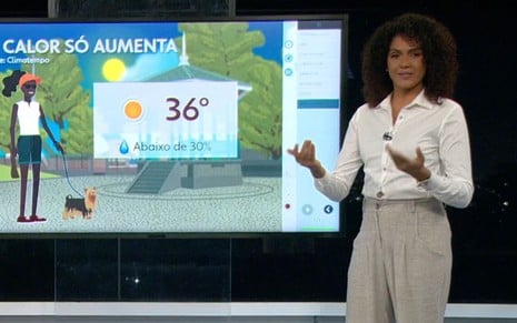 Ana Paula Santos apresenta a previsão do tempo no RJ2