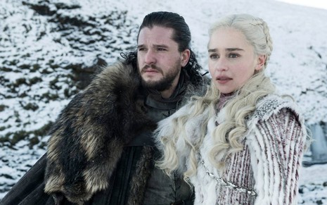 Jon Snow (Kit Harington) e Daenerys Targaryen (Emilia Clarke) na última temporada de Game of Thrones - HELEN SLOAN/HBO