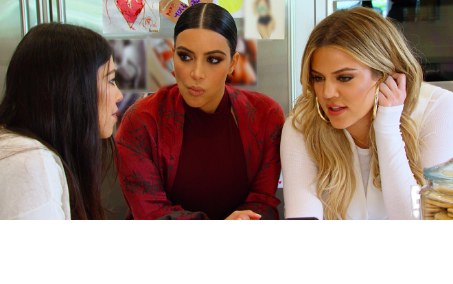 As irmãs Kourtney, Kim e Khloe no reality show Keep up with The Kardashians, do canal E! - Reprodução/E!