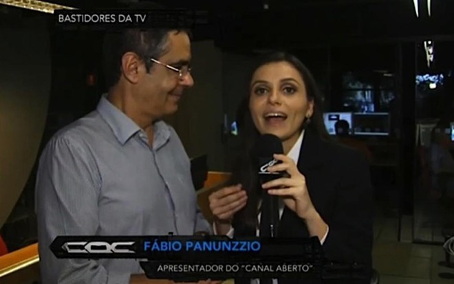 Legenda do CQC identifica Fábio Panunzzio como apresentador do Canal Aberto; o certo é Canal Livre - Reprodução da TV