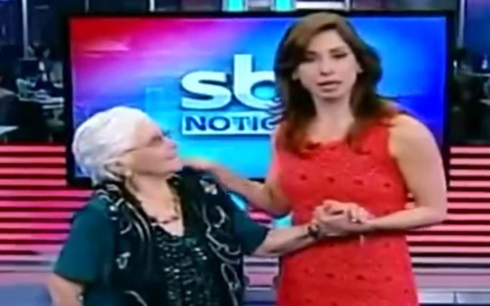 Maria Esmeraldina e Neila Medeiros no SBT Notícias, que amargou a quarta posição no Ibope - Reprodução da TV/SBT