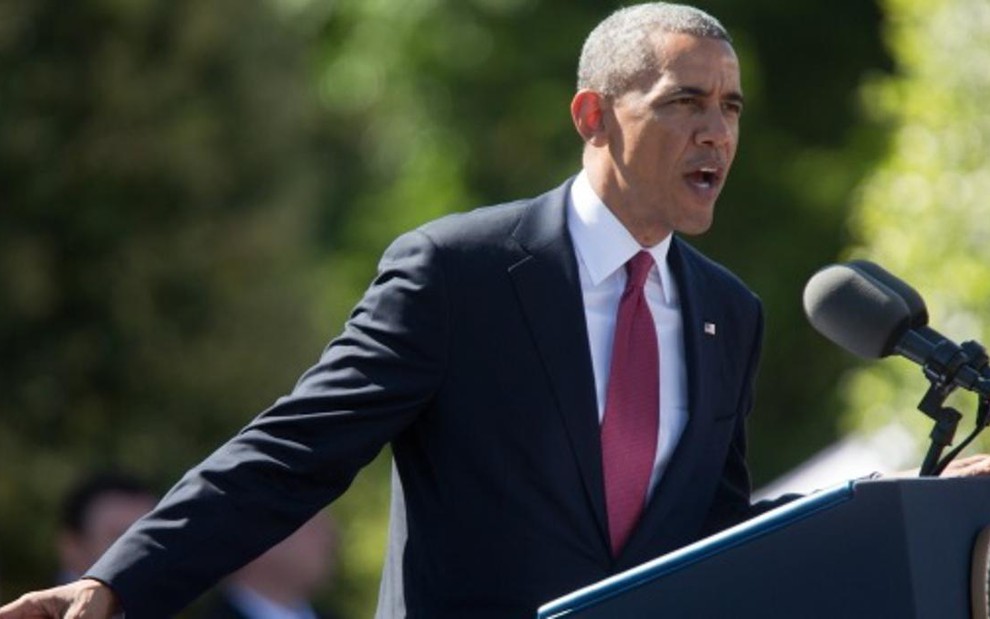 O presidente dos Estados Unidos Barack Obama discursa em frente à Casa Branca, sede do governo - Divulgação/Casa Branca