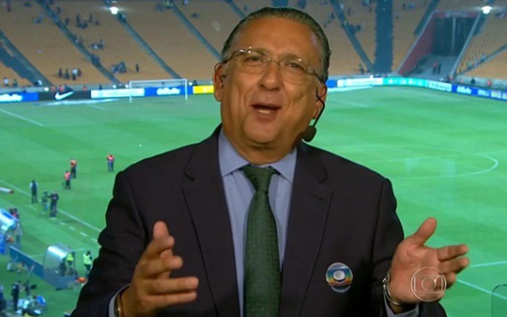 O locutor Galvão Bueno, que transmitirá Alemanha x Argentina, repetição da final da Copa do Mundo - Reprodução/TV Globo