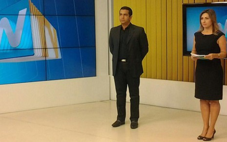 Matheus Magalhães e Lidia Pace apresentam de preto o RN TV, da InterTV Cabugi, afiliada da Globo no RN - Reprodução