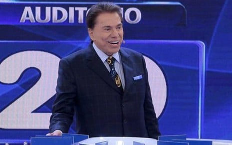 O apresentador Silvio Santos em gravação do programa do dia 14, o último inédito exibido pelo SBT - Lourival Ribeiro/SBT