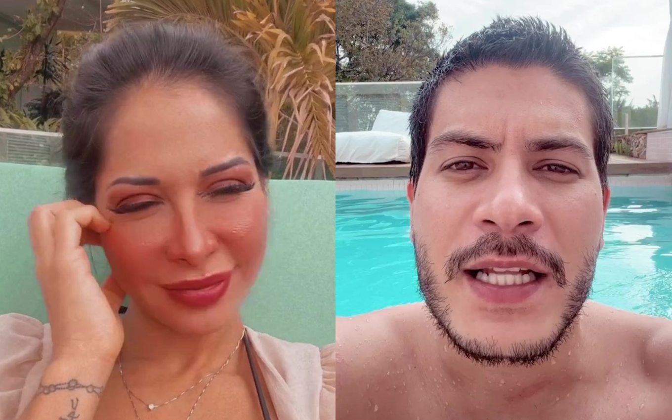 Separados Maíra Cardi e Arthur Aguiar curtem o dia juntos em churrasco