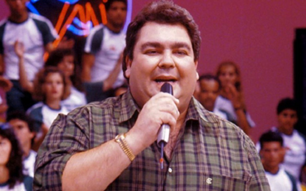 Fausto Silva no Domingão do Faustão em 1989, ano de estreia na Globo: quase 30 anos de programa - Divulgação/Globo