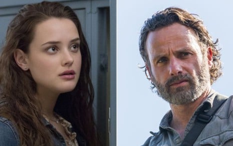 Katherine Langford, de 13 Reasons Why, e Andrew Lincoln, de Walking Dead: hora extra na TV - Divulgação/Netflix/AMC