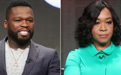 50 Cent e Shonda Rhimes durante seminários da TCA; rapper e produtora assinaram contratos iguais - Divulgação/TCA
