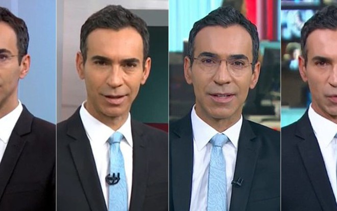 Montagem de César Tralli com suas aparições no Combate ao Coronavírus, SP1, Estúdio i, e Jornal da GloboNews