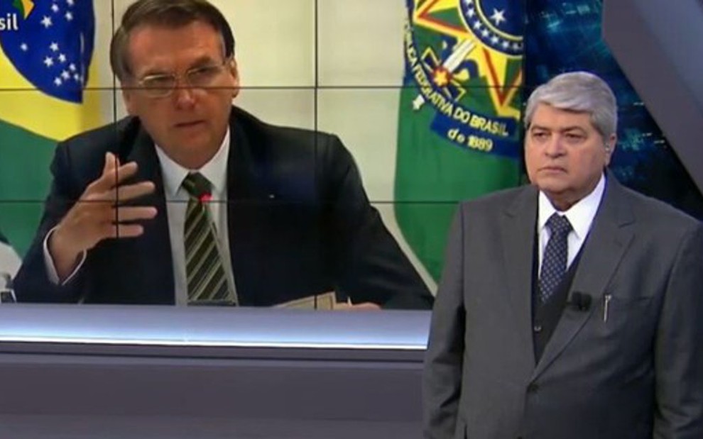 Datena em entrevista com Jair Bolsonaro para o Brasil Urgente, realizada em dezembro