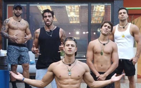 Hadson Nery, Guilherme Napolitano, Lucas Gallina, Felipe Prior e Petrix Barbosa no BBB20