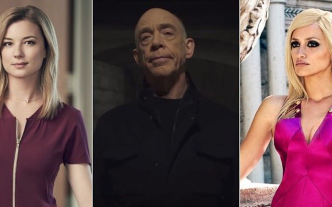 Emily Vancamp (à esq.), J. K. Simmons e Penélope Cruz são promessas da TV em 2018 - Fotos: Divulgação