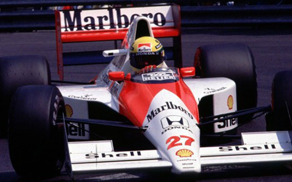 Ayrton Senna numa McLaren em 1990: Galvão Bueno sentiu as dores do piloto contra Reginaldo Leme - Divulgação/FIA