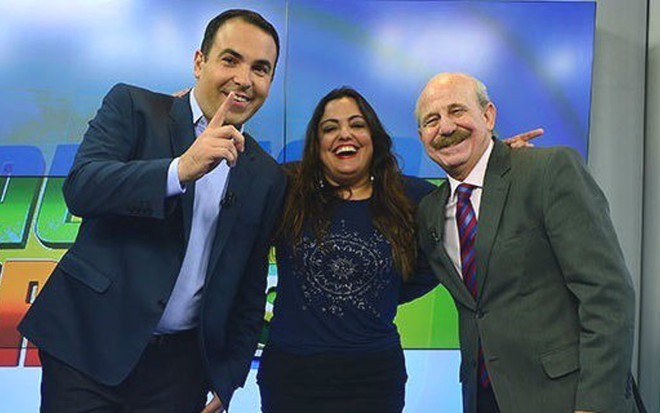 Reinaldo Gottino, Fabíola Reipert e Renato Lombardi no Balanço Geral SP do meio-dia - Eduardo Enomoto/TV Record