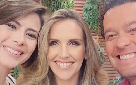 Michelle Loreto com Mariana Ferrão e Fernando Rocha nos bastidores da Globo - Reprodução/Instagram