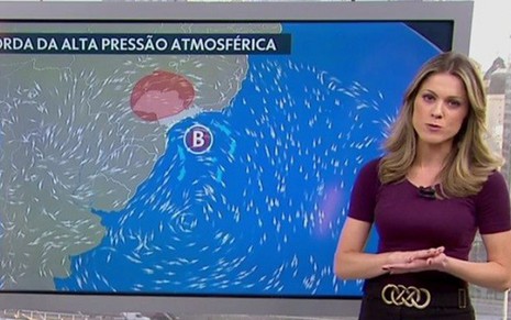 Jacqueline Brazil na última ocasião em que apresentou o tempo no Bom Dia Brasil, em 12/5 - Reprodução/TV Globo
