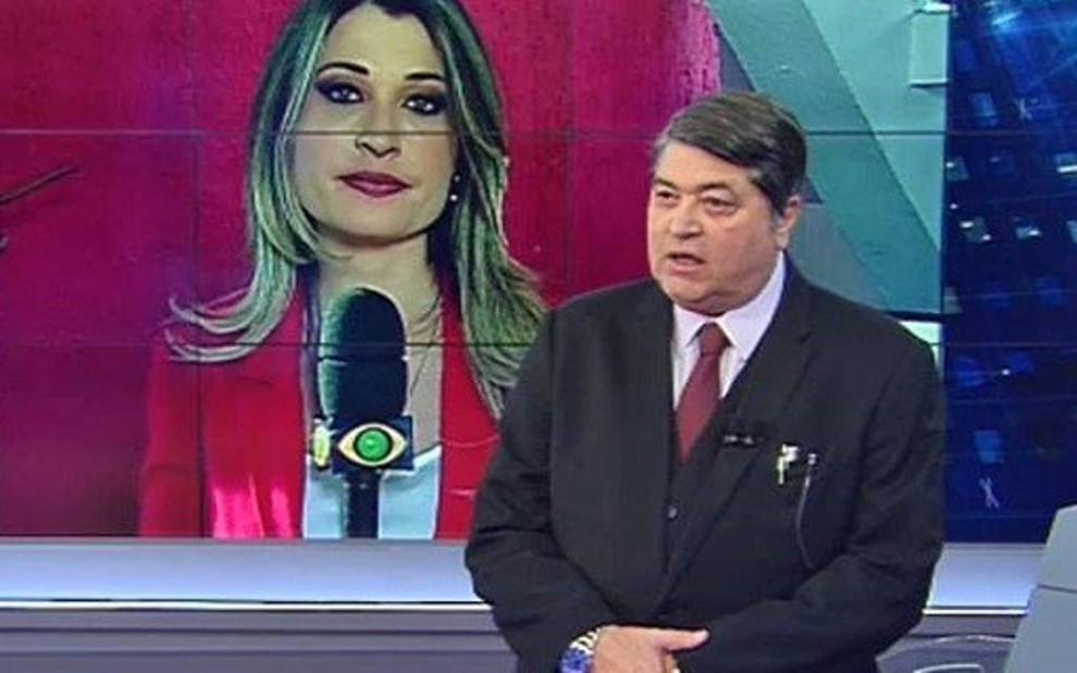 José Luiz Datena conversa com a repórter Bruna Drews no Brasil Urgente de sexta-feira (28) - Reprodução/Band