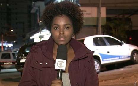 Camila Silva em reportagem sobre crime em padaria no Morumbi exibida no Bom Dia São Paulo de quinta - Reprodução/TV Globo
