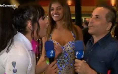 Lisa Gomes e Geraldo Magela entrevistam participante do Miss Bumbum: 'homem de visão' - Reprodução/RedeTV!