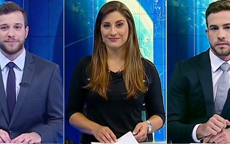 Cassius Zeilmann, Kallyna Sabino e Daniel Adjuto na bancada do SBT Notícias