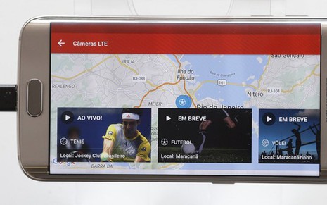 Celular com imagens geradas na transmissão piloto com a tecnologia LTE Broadcast - Divulgação/Net