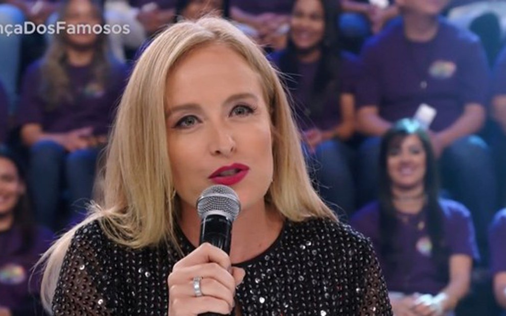 A apresentadora Angélica levantou a plateia durante o Domingão do Faustão, da Globo - Fotos: Reprodução/TV Globo