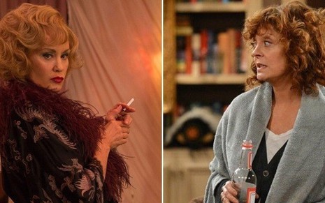 Jessica Lange em American Horror Story (à esq.) e Susan Sarandon na comédia Mike & Molly - Divulgação/Montagem/FX/CBS