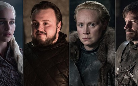 Emilia Clarke, Jon Bradley, Gwendoline Christie e Nikolaj Coster-Waldau na 8ª temporada de Game of Thrones - Divulgação/HBO