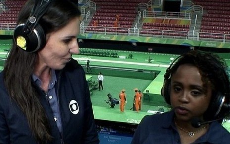 Glenda Kozlowski e Daiane dos Santos na estreia da jornalista como narradora da Rio 2016 - Reprodução/TV Globo
