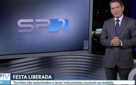 Carlos Tramontina no final do SP2 desta terça (25): telejornal maior para concorrer com a Record - Reprodução/TV Globo