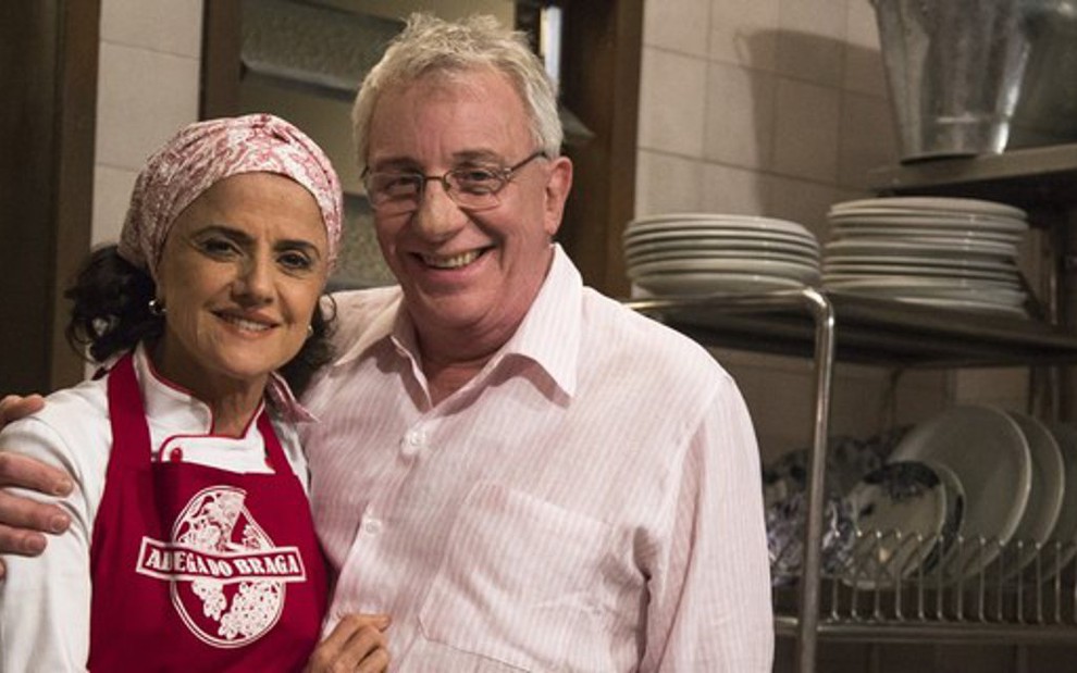 Marieta Severo e Marco Nanini em gravação de A Grande Família, em agosto de 2014 - Paulo Belote/TV Globo