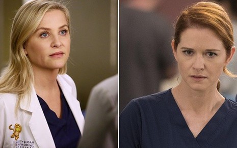 Jessica Capshaw (à esq.) e Sarah Drew vão deixar Grey's Anatomy no fim da temporada - Divulgação/ABC