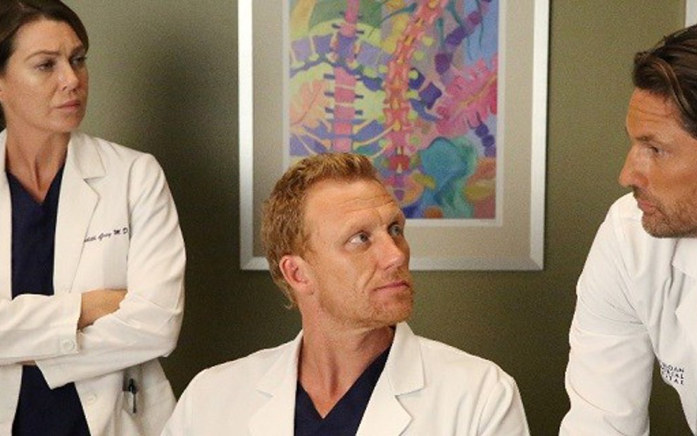 Ellen Pompeo, Kevin McKidd e Martin Henderson na 13ª temporada de Grey's Anatomy - Fotos: Divulgação/ABC