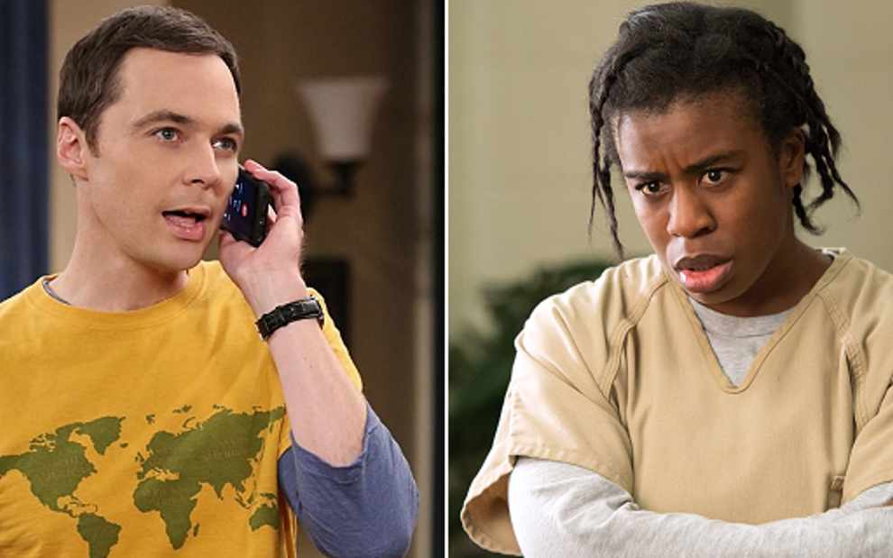 Jim Parsons em Big Bang e Uzo Aduba em Orange Is The New Black; séries duelam no SAG  - Divulgação/CBS/Netflix