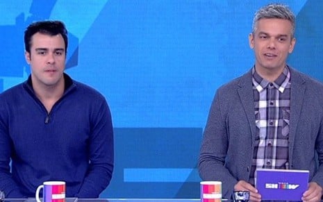 Joaquim Lopes e Otaviano Costa na bancada do Vídeo Show de ontem (7) - Reprodução/TV Globo