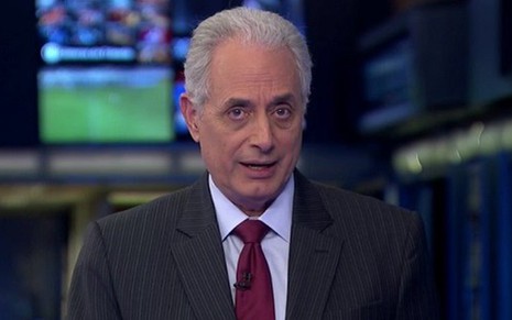 O apresentador William Waack no Jornal da Globo: após se sentir mal, ele foi hospitalizado - Reprodução/TV Globo