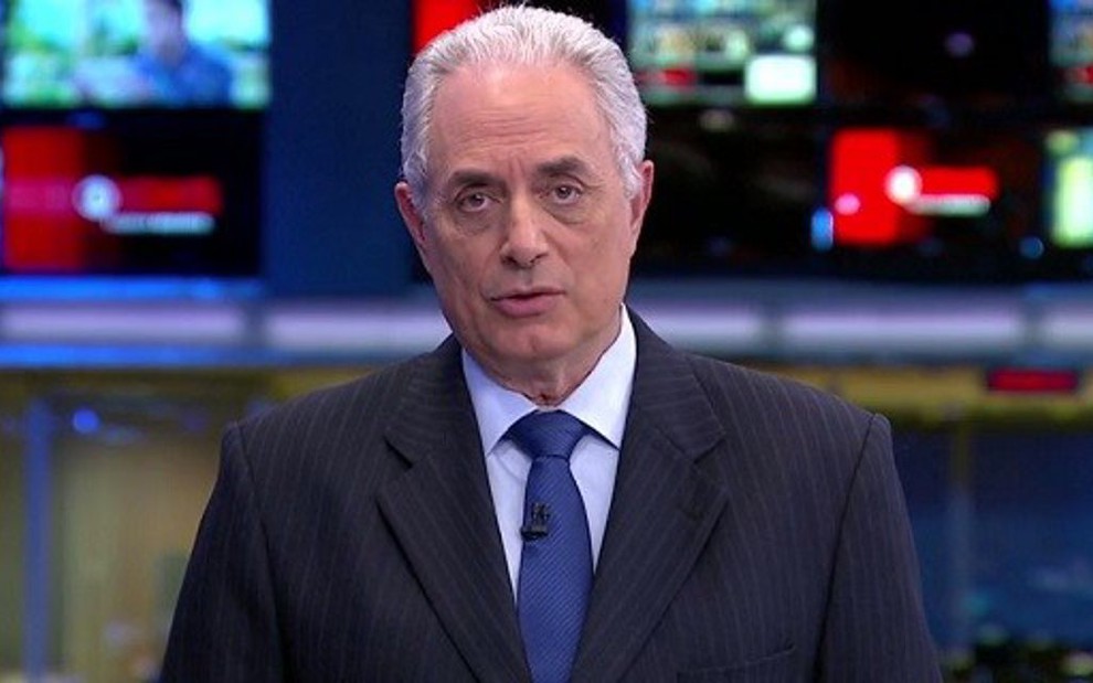 O âncora William Waack na bancada do Jornal da Globo: ele afirma não se lembrar de fala - Reprodução/TV Globo