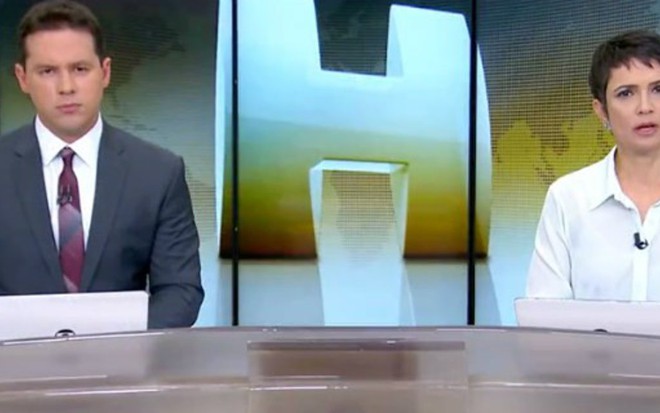Dony De Nuccio e Sandra Annenberg no Jornal Hoje de quarta (31): pior audiência do ano - Reprodução/TV Globo