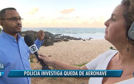 Legenda do Jornal da Manhã noticia investigação de queda de avião em Salvador: acidente não aconteceu - REPRODUÇÃO/TV BAHIA