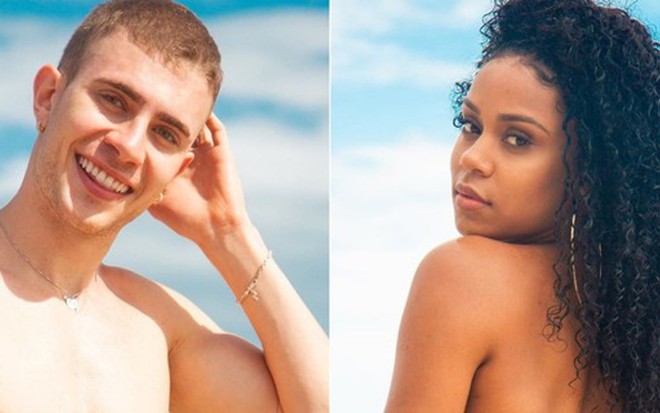 Leo Picon e MC Rebecca em fotos de divulgação do reality show De Férias com o Ex: Celebs